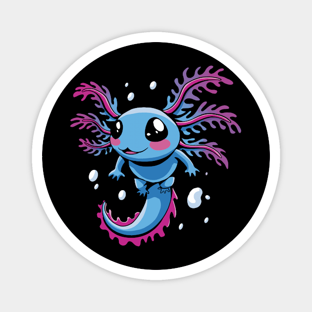 Aquatic Acrobatics: The Spirited Swimming Axolotl Magnet by positivedesigners